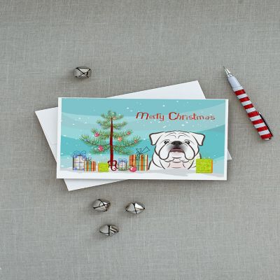 Caroline's Treasures Christmas, Christmas Tree and White English Bulldog  Greeting Cards and Envelopes Pack of 8, 7 x 5, Dogs Image 2