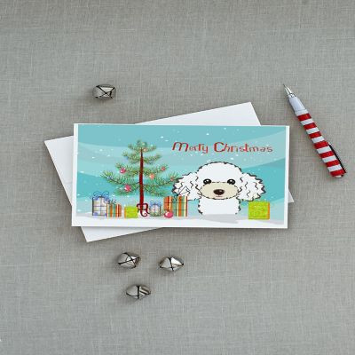 Caroline's Treasures Christmas, Christmas Tree and White Poodle Greeting Cards and Envelopes Pack of 8, 7 x 5, Dogs Image 2