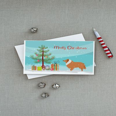 Caroline's Treasures Christmas, Collie Dog Merry Christmas Tree Greeting Cards and Envelopes Pack of 8, 7 x 5, Dogs Image 2