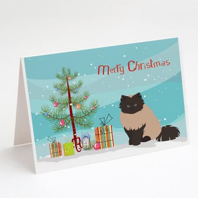 Caroline's Treasures Christmas, Colorpoint Persian Hymalayan #2 Cat Merry Christmas Greeting Cards and Envelopes Pack of 8, 7 x 5, Cats Image 1