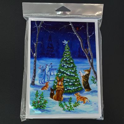 Caroline's Treasures Christmas, Corgi Christmas Peace Greeting Cards and Envelopes Pack of 8, 7 x 5, Dogs Image 2