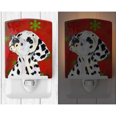 Caroline's Treasures Christmas, Dalmatian Red and Green Snowflakes Holiday Christmas Ceramic Night Light, 4 x 6, Dogs Image 1