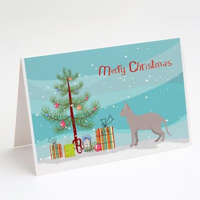 Caroline's Treasures Christmas, Don Sphynx Cat Merry Christmas Greeting Cards and Envelopes Pack of 8, 7 x 5, Cats Image 1
