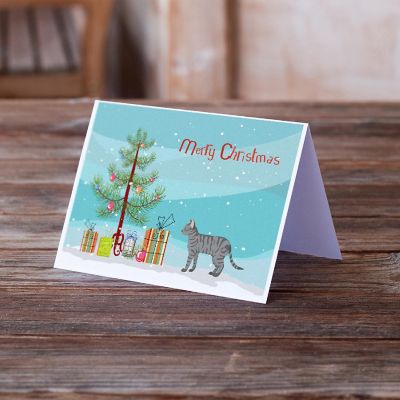 Caroline's Treasures Christmas, Dragon Li #3 Cat Merry Christmas Greeting Cards and Envelopes Pack of 8, 7 x 5, Cats Image 1