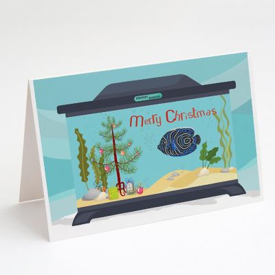 Caroline's Treasures Christmas, Emperor Angelfish Merry Christmas Greeting Cards and Envelopes Pack of 8, 7 x 5, Fish Image 1