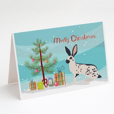 Caroline's Treasures Christmas, English Spot Rabbit Christmas Greeting Cards and Envelopes Pack of 8, 7 x 5, Farm Animals Image 1