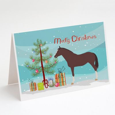 Caroline's Treasures Christmas, English Thoroughbred Horse Christmas Greeting Cards and Envelopes Pack of 8, 7 x 5, Farm Animals Image 1