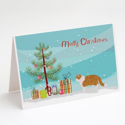 Caroline's Treasures Christmas, Exotic Shorthair #1 Cat Merry Christmas Greeting Cards and Envelopes Pack of 8, 7 x 5, Cats Image 1