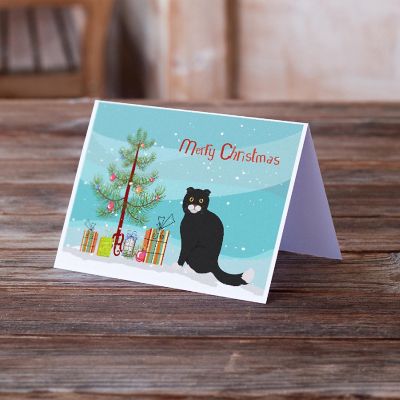 Caroline's Treasures Christmas, Foldex Exotic Fold #2 Cat Merry Christmas Greeting Cards and Envelopes Pack of 8, 7 x 5, Cats Image 1