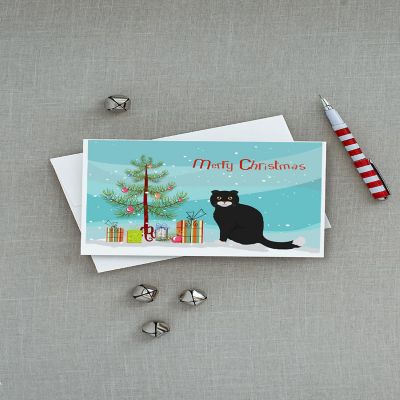 Caroline's Treasures Christmas, Foldex Exotic Fold #2 Cat Merry Christmas Greeting Cards and Envelopes Pack of 8, 7 x 5, Cats Image 2
