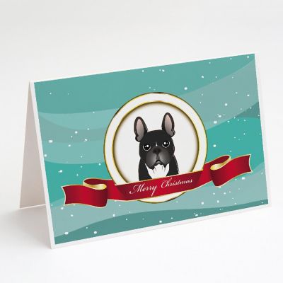 Caroline's Treasures Christmas, French Bulldog Merry Christmas Greeting Cards and Envelopes Pack of 8, 7 x 5, Dogs Image 1