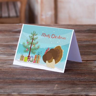 Caroline's Treasures Christmas, French Turkey Dindon Christmas Greeting Cards and Envelopes Pack of 8, 7 x 5, Farm Animals Image 1