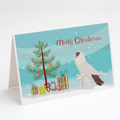 Caroline's Treasures Christmas, German Helmet Pigeon Christmas Greeting Cards and Envelopes Pack of 8, 7 x 5, Birds Image 1