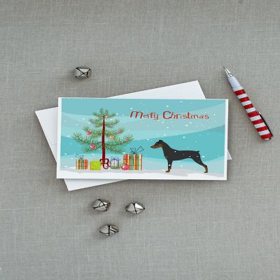 Caroline's Treasures Christmas, German Pinscher Merry Christmas Tree Greeting Cards and Envelopes Pack of 8, 7 x 5, Dogs Image 2