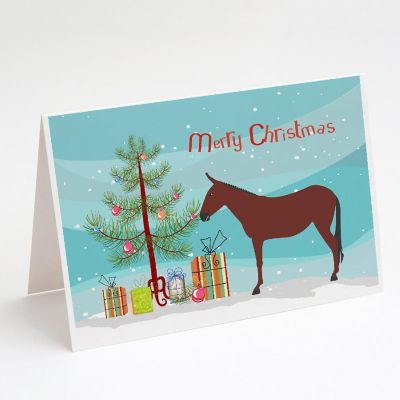 Caroline's Treasures Christmas, Hinny Horse Donkey Christmas Greeting Cards and Envelopes Pack of 8, 7 x 5, Farm Animals Image 1