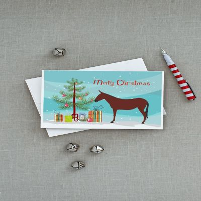 Caroline's Treasures Christmas, Hinny Horse Donkey Christmas Greeting Cards and Envelopes Pack of 8, 7 x 5, Farm Animals Image 1