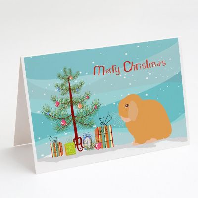 Caroline's Treasures Christmas, Holland Lop Rabbit Christmas Greeting Cards and Envelopes Pack of 8, 7 x 5, Farm Animals Image 1