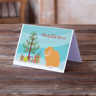 Caroline's Treasures Christmas, Holland Lop Rabbit Christmas Greeting Cards and Envelopes Pack of 8, 7 x 5, Farm Animals Image 1