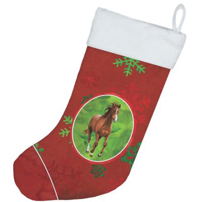 Caroline's Treasures, Christmas, Horse Red Snowflakes Holiday Christmas  Christmas Stocking, 13.5 x 18, Farm Animals Image 1