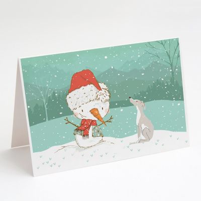 Caroline's Treasures Christmas, Italian Greyhound Snowman Christmas Greeting Cards and Envelopes Pack of 8, 7 x 5, Dogs Image 1