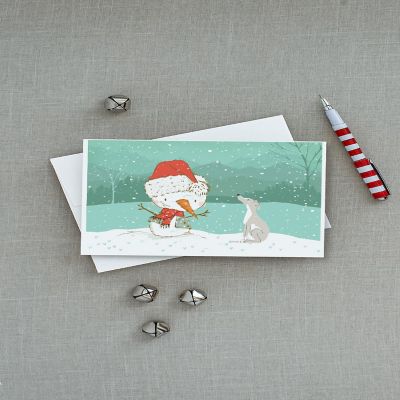 Caroline's Treasures Christmas, Italian Greyhound Snowman Christmas Greeting Cards and Envelopes Pack of 8, 7 x 5, Dogs Image 2