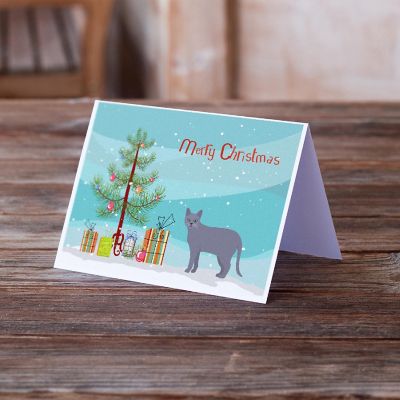 Caroline's Treasures Christmas, Korat #1 Cat Merry Christmas Greeting Cards and Envelopes Pack of 8, 7 x 5, Cats Image 1