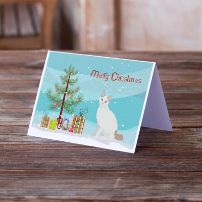 Caroline's Treasures Christmas, Korean Bobtail Cat Merry Christmas Greeting Cards and Envelopes Pack of 8, 7 x 5, Cats Image 1