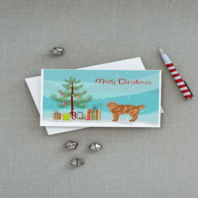 Caroline's Treasures Christmas, Kurilian Bobtail Cat Merry Christmas Greeting Cards and Envelopes Pack of 8, 7 x 5, Cats Image 2