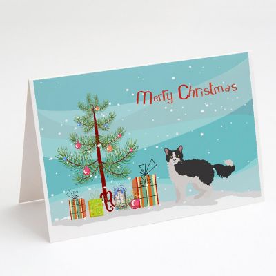 Caroline's Treasures Christmas, La Perm #1 Cat Merry Christmas Greeting Cards and Envelopes Pack of 8, 7 x 5, Cats Image 1