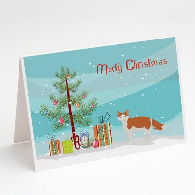 Caroline's Treasures Christmas, La Perm #2 Cat Merry Christmas Greeting Cards and Envelopes Pack of 8, 7 x 5, Cats Image 1
