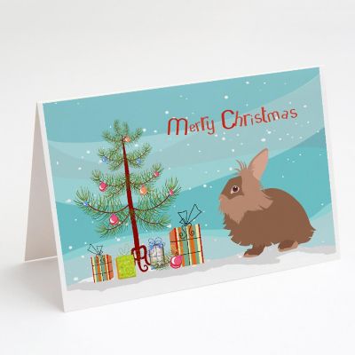 Caroline's Treasures Christmas, Lionhead Rabbit Christmas Greeting Cards and Envelopes Pack of 8, 7 x 5, Farm Animals Image 1