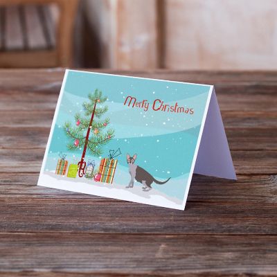 Caroline's Treasures Christmas, Lykoi #2 Cat Merry Christmas Greeting Cards and Envelopes Pack of 8, 7 x 5, Cats Image 1