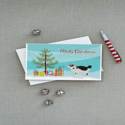 Caroline's Treasures Christmas, Manx #3 Cat Merry Christmas Greeting Cards and Envelopes Pack of 8, 7 x 5, Cats Image 2