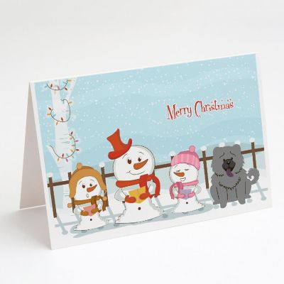 Caroline's Treasures Christmas, Merry Christmas Carolers Chow Chow Blue Greeting Cards and Envelopes Pack of 8, 7 x 5, Dogs Image 1