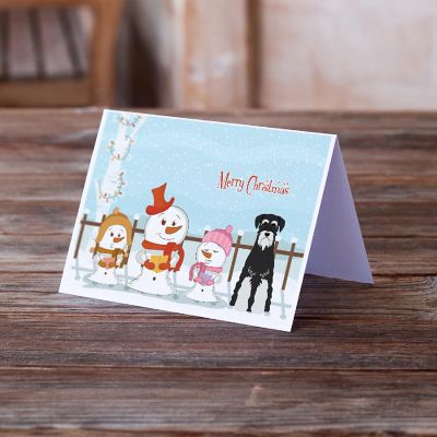Caroline's Treasures Christmas, Merry Christmas Carolers Standard Schnauzer Salt and Pepper Greeting Cards and Envelopes Pack of 8, 7 x 5, Dogs Image 1
