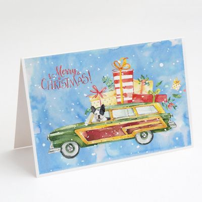 Caroline's Treasures Christmas, Merry Christmas French Bulldog Greeting Cards and Envelopes Pack of 8, 7 x 5, Dogs Image 1