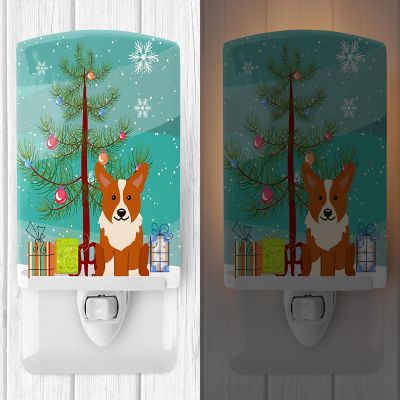 Caroline's Treasures Christmas, Merry Christmas Tree Corgi Ceramic Night Light, 4 x 6, Dogs Image 1