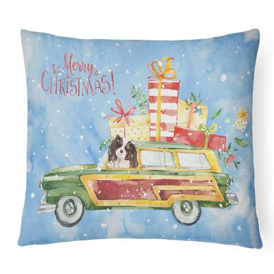 Caroline's Treasures Christmas, Merry Christmas Tricolor Cavalier Spaniel Canvas Fabric Decorative Pillow, 12 x 16, Dogs Image 1