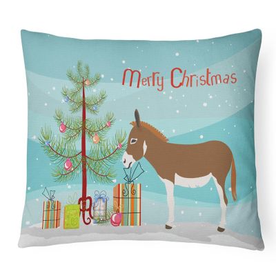 Caroline's Treasures Christmas, Miniature Mediterranian Donkey Christmas Canvas Fabric Decorative Pillow, 12 x 16, Farm Animals Image 1