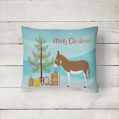 Caroline's Treasures Christmas, Miniature Mediterranian Donkey Christmas Canvas Fabric Decorative Pillow, 12 x 16, Farm Animals Image 1