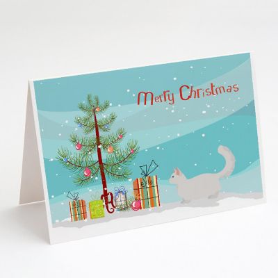 Caroline's Treasures Christmas, Munchkin #2 Cat Merry Christmas Greeting Cards and Envelopes Pack of 8, 7 x 5, Cats Image 1