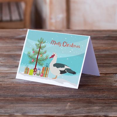 Caroline's Treasures Christmas, Muscovy Duck Christmas Greeting Cards and Envelopes Pack of 8, 7 x 5, Birds Image 1