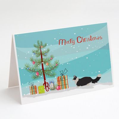 Caroline's Treasures Christmas, Napoleon #2 Cat Merry Christmas Greeting Cards and Envelopes Pack of 8, 7 x 5, Cats Image 1