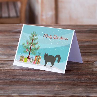 Caroline's Treasures Christmas, Nebelung #3 Cat Merry Christmas Greeting Cards and Envelopes Pack of 8, 7 x 5, Cats Image 1