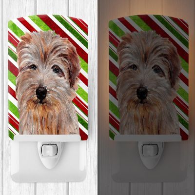 Caroline's Treasures Christmas, Norfolk Terrier Candy Cane Christmas Ceramic Night Light, 4 x 6, Dogs Image 1