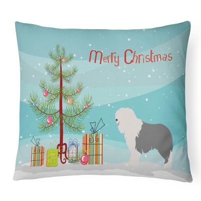 Caroline's Treasures Christmas, Old English Sheepdog Christmas Canvas Fabric Decorative Pillow, 12 x 16, Dogs Image 1