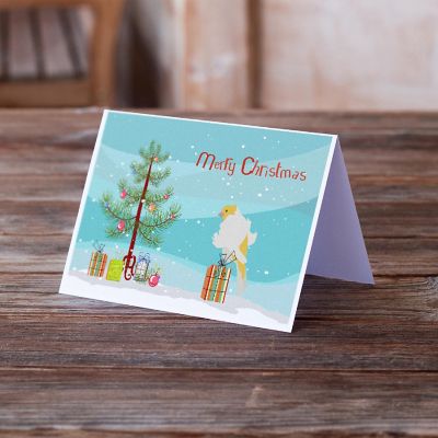 Caroline's Treasures Christmas, Parisian Trumpeter Canary Merry Christmas Greeting Cards and Envelopes Pack of 8, 7 x 5, Birds Image 1