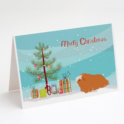 Caroline's Treasures Christmas, Peruvian Guinea Pig Merry Christmas Greeting Cards and Envelopes Pack of 8, 7 x 5, Rodents Image 1