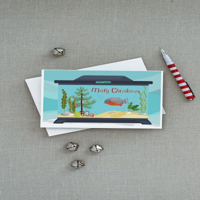 Caroline's Treasures Christmas, Piranha Merry Christmas Greeting Cards and Envelopes Pack of 8, 7 x 5, Fish Image 2