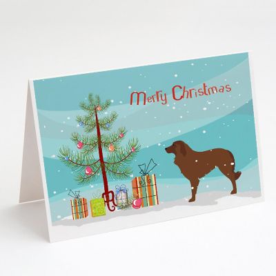 Caroline's Treasures Christmas, Portuguese Sheepdog Dog Merry Christmas Tree Greeting Cards and Envelopes Pack of 8, 7 x 5, Dogs Image 1